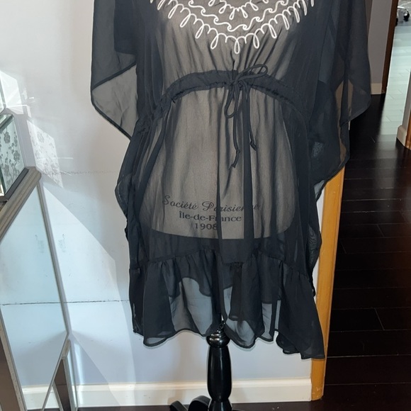 Joe Boxer Sz XL swimsuit Cover Up Sheer Black/ White Embroidered trim. NWOT - Picture 4 of 7